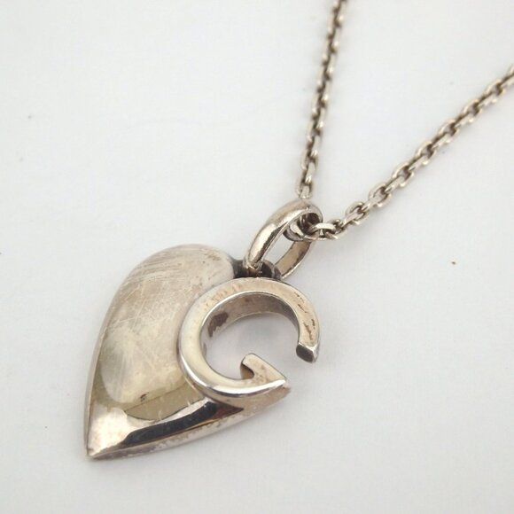 Authentic GUCCI Heart G Necklace Ag925 [Used] - Picture 1 of 10
